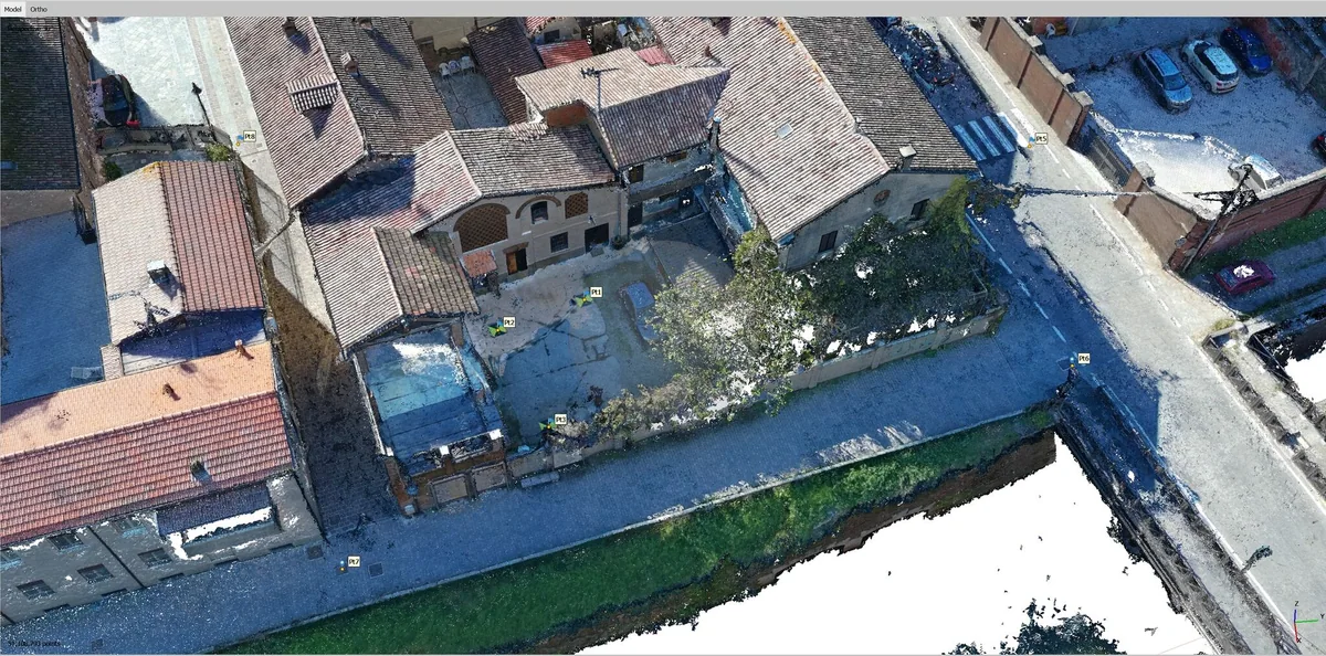 Vista tridimensionale dell’edificio storico e del cortile
