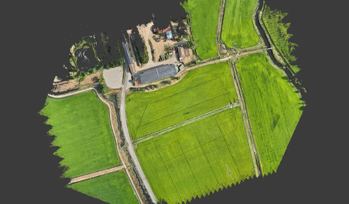 Vista d’insieme della nuvola di punti dell’appezzamento agricolo